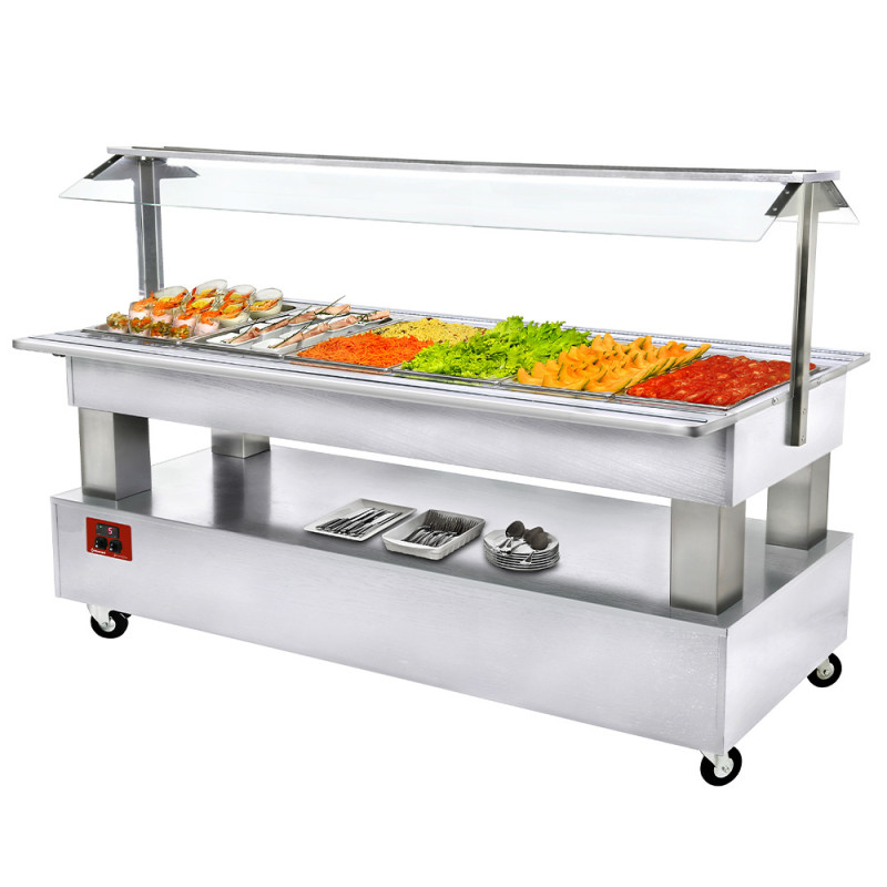Buffet - Salad bar réfrigéré, 6x GN1/1-150 (Bois Blanc) Buffet - Salad bar réfrigéré, 6x GN1/1-150 (Bois Blanc)