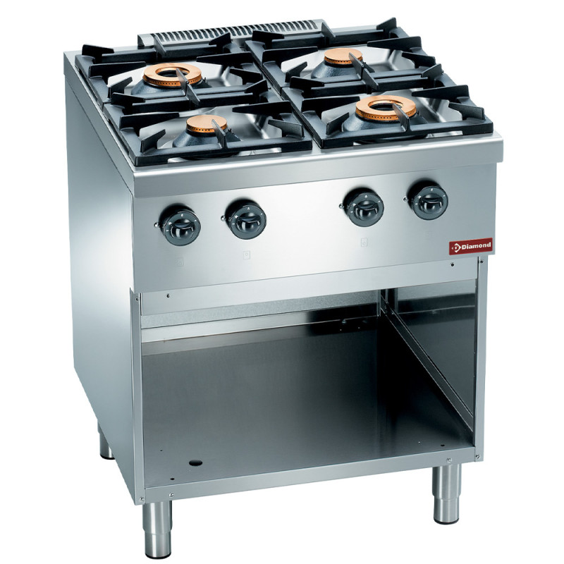 Fourneau gaz 4 feux, sur armoire ouverte Fourneau gaz 4 feux, sur armoire ouverte