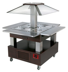 Ilot buffet - Salad bar, réfrigéré, 4x GN1/1-150 (Bois Wengé)