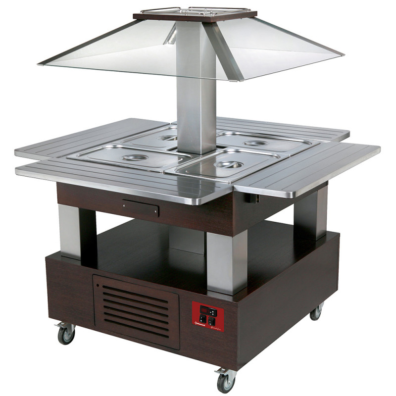Ilot buffet - Salad bar, réfrigéré, 4x GN1/1-150 (Bois Wengé) Ilot buffet - Salad bar, réfrigéré, 4x GN1/1-150 (Bois Wengé)