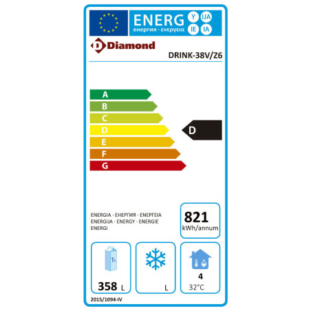 Vitrine vent.T° positive 380 lit, noire, avec caisson lumineux