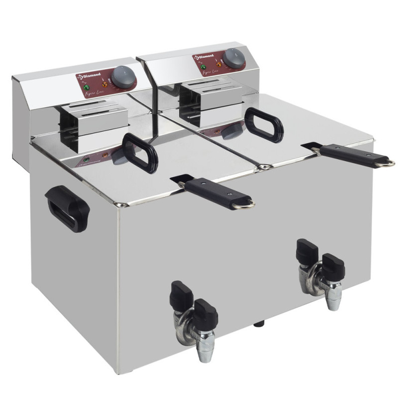 Friteuse de table électrique 2x 8 litres + robinet de vidange Friteuse de table électrique 2x 8 litres + robinet de vidange