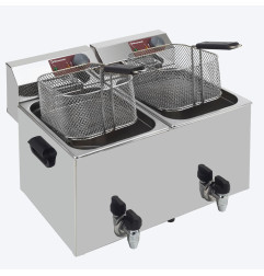 Friteuse de table électrique 2x 8 litres + robinet de vidange