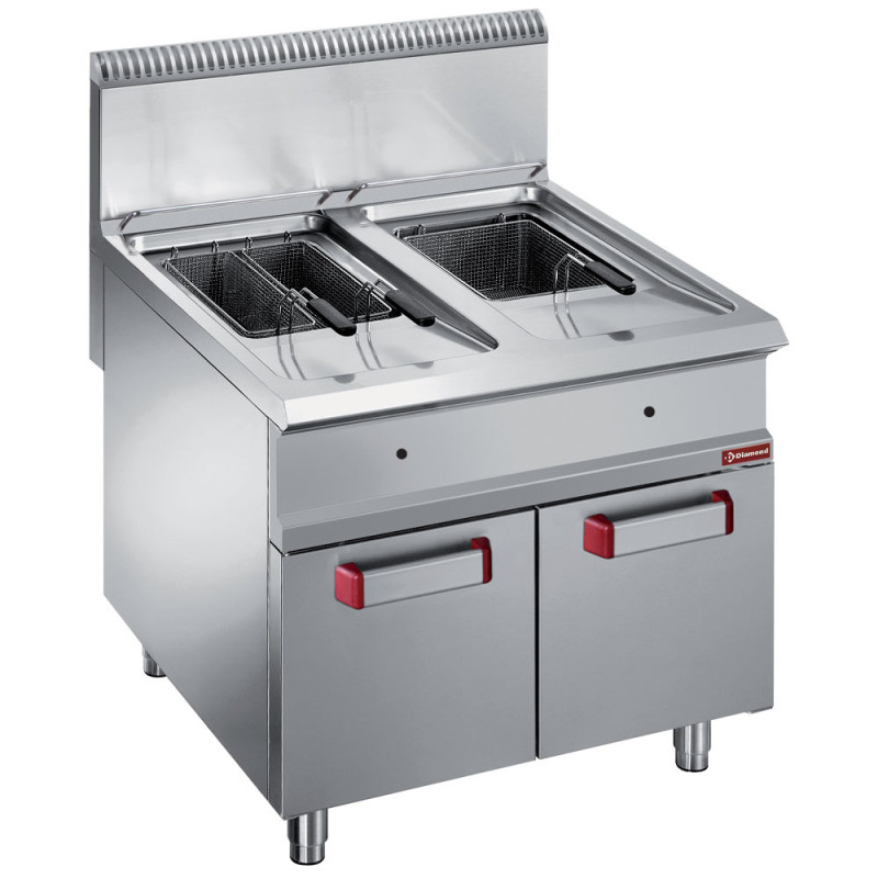 Friteuse gaz 2 cuve 18 lit. (2x 18 kW) sur meuble fermé Friteuse gaz 2 cuve 18 lit. (2x 18 kW) sur meuble fermé