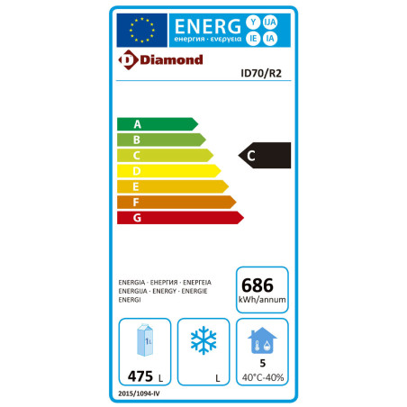 Armoire frigorifique ventilée 700 Lit. 1 porte (GN 2/1), sur roues