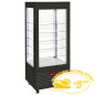 Vitrine 4 faces T° négative, 5 étagères en verre , ventilée, 480 Lit, NOIRE Vitrine 4 faces T° négative, 5 étagères en verre , ventilée, 480 Lit, NOIRE