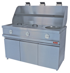 Friteuse gaz HEAVY DUTY, 3 cuves rondes, mécanique
