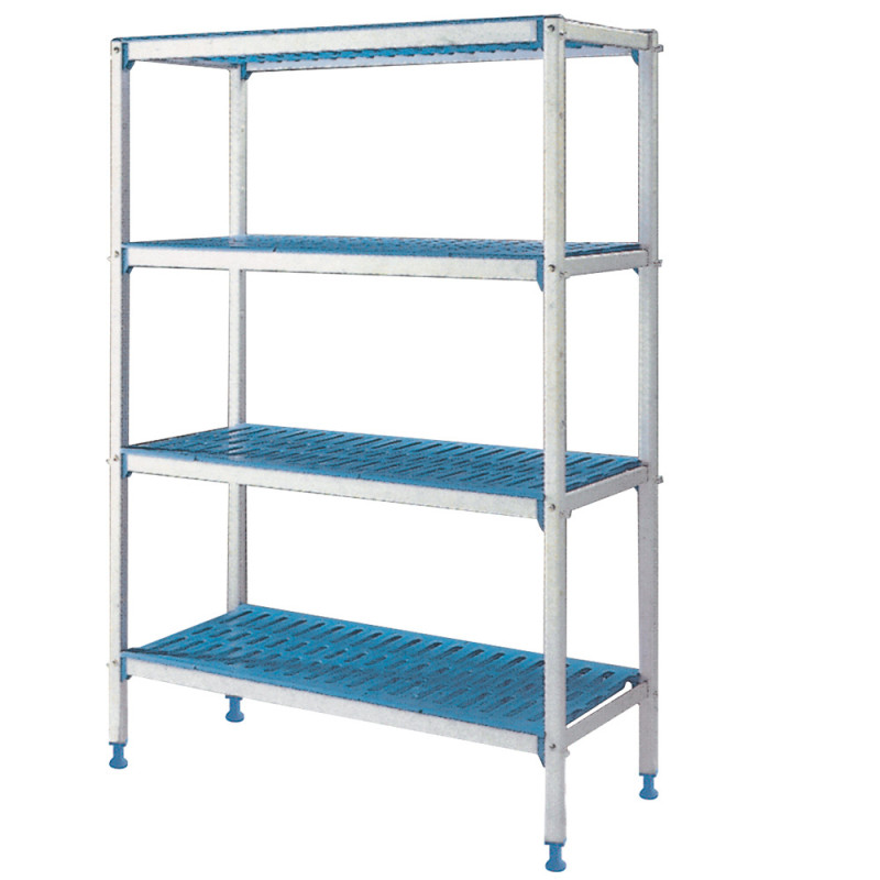 Rayonnage linéaire en aluminium anodisé 4 niveaux "Modular Rack" 