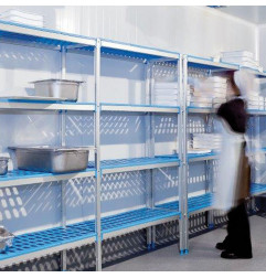 Rayonnage linéaire en aluminium anodisé 4 niveaux "Modular Rack"