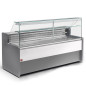 Comptoir vitrine réfrigéré à vitre droite 90°, avec réserve - GRIS/BLANC Comptoir vitrine réfrigéré à vitre droite 90°, avec réserve - GRIS/BLANC