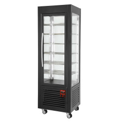 Vitrine panoramique, 5 grilles, ventilée, 360 LT, Noire