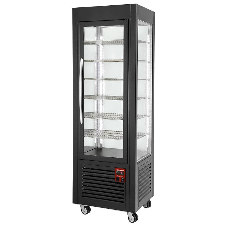 Vitrine panoramique, 5 grilles, ventilée, 360 LT, Noire Vitrine panoramique, 5 grilles, ventilée, 360 LT, Noire