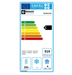 Refroidisseur de bouteilles, acier inox, 2 portes, 375 Lt.