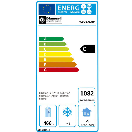 Refroidisseur de bouteilles, acier inox, 3 portes,  579 litres