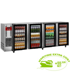 Refroidisseur de bouteilles, acier inox, 4 portes vitrées, 783 Lt.