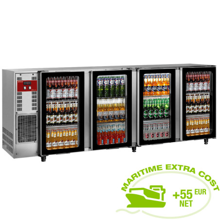 Refroidisseur de bouteilles, acier inox, 4 portes vitrées, 783 Lt.