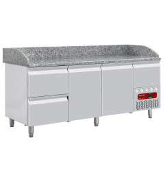 Table frigo 2 portes 600x400, 2  tiroirs neutres (8x bacs 600x400) + tiroir ustensiles