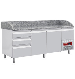 Table frigo 2 portes 600x400, 3 tiroirs neutres (8x bacs 600x400) + tiroir ustensiles