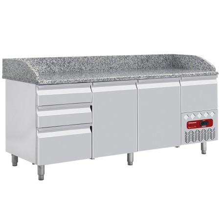 Table frigo 2 portes 600x400, 3 tiroirs neutres (8x bacs 600x400) + tiroir ustensiles