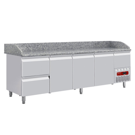 Table frigo 3 portes 600x400, 2 tiroirs neutres (8x bacs 600x400) + tiroir ustensiles