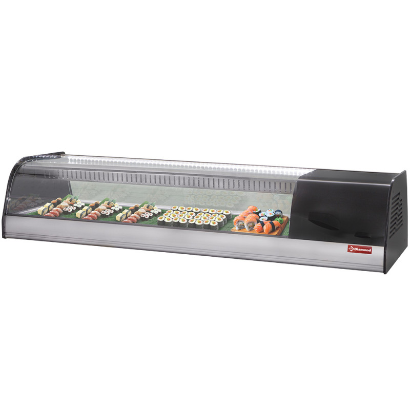 Vitrine réfrigérée pour sushi, double fond perforé (inclus) Vitrine réfrigérée pour sushi, double fond perforé (inclus)