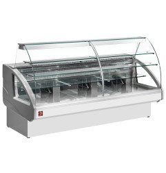 Comptoir vitrine réfrigéré, statique, chargement à tiroirs, sans réserve - GRIS/BLANC