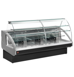 Comptoir vitrine réfrigéré, statique, chargement à tiroirs, sans réserve - GRIS/NOIR
