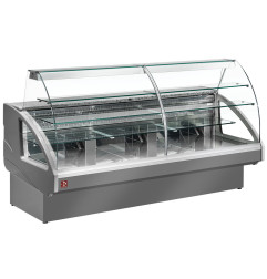 Comptoir vitrine réfrigéré, statique, chargement à tiroirs, sans réserve - GRIS