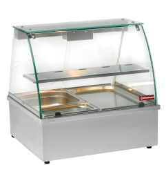 Vitrine chauffante, bain-marie 2x GN 1/1, panoramique