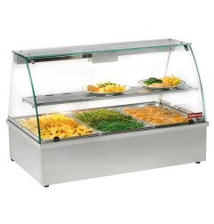 Vitrine chauffante, bain-marie 3 GN 1/1, panoramique