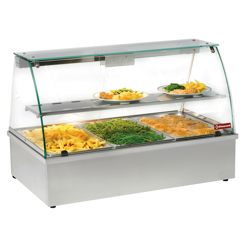Vitrine chauffante, bain-marie 3 GN 1/1, panoramique Vitrine chauffante, bain-marie 3 GN 1/1, panoramique