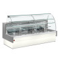 Comptoir vitrine réfrigéré, statique, chargement à tiroirs, vitre courbe, sans réserve - GRIS/BLANC Comptoir vitrine réfrigéré, statique, chargement à tiroirs, vitre courbe, sans réserve - GRIS/BLANC