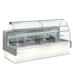 Comptoir vitrine réfrigéré, statique, chargement à tiroirs, sans réserve - GRIS/BLANC