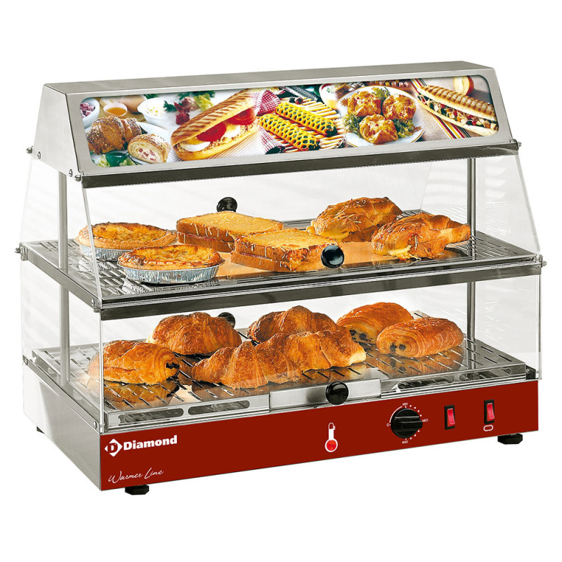 Vitrine chauffante avec bloc lumineux, 2 étages Vitrine chauffante avec bloc lumineux, 2 étages