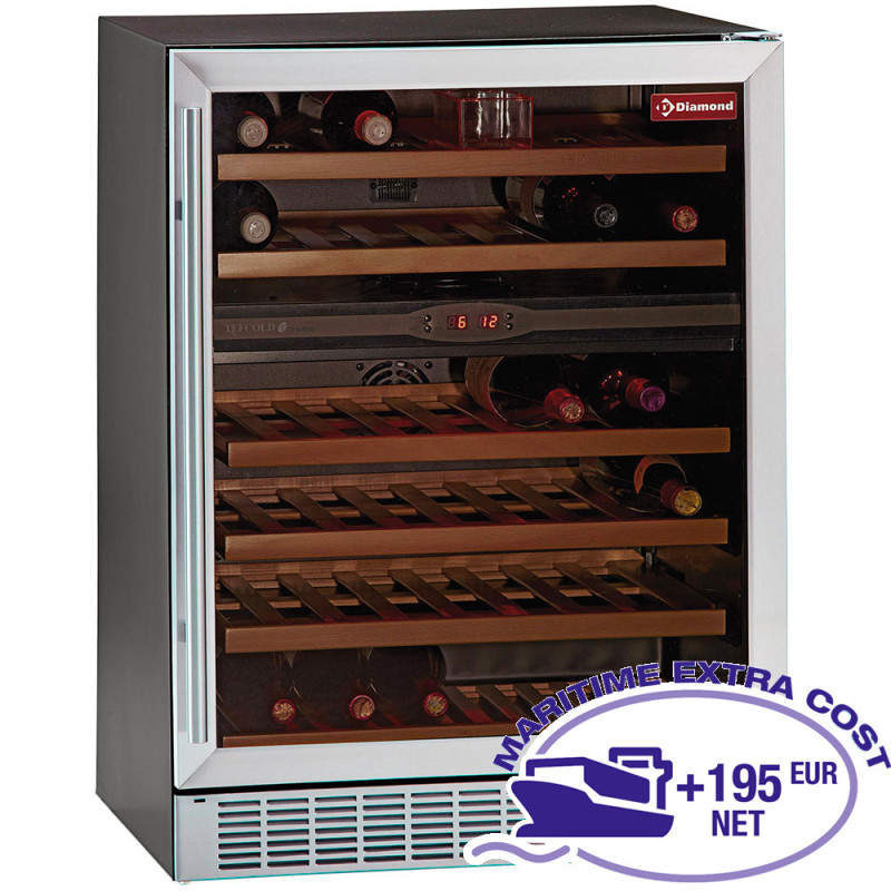 Vitrine cave a vins, ventilée, 160 Lt., porte en acier inox,2 T°, BLACK Vitrine cave a vins, ventilée, 160 Lt., porte en acier inox,2 T°, BLACK