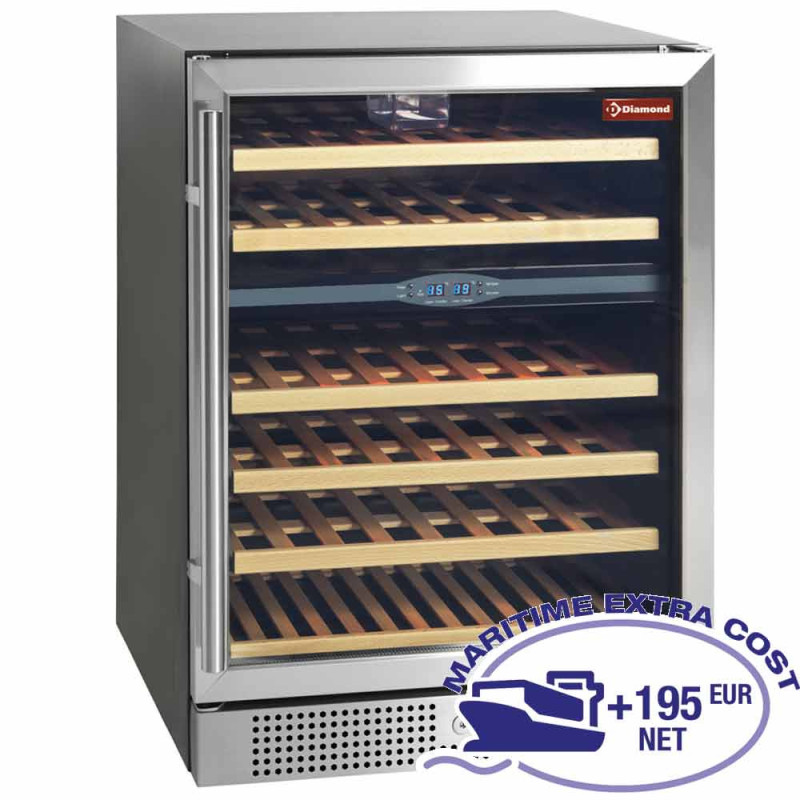 Vitrine cave a vins, ventilée, 160 Lt., porte en acier inox,2 T°, BLACK Vitrine cave a vins, ventilée, 160 Lt., porte en acier inox,2 T°, BLACK