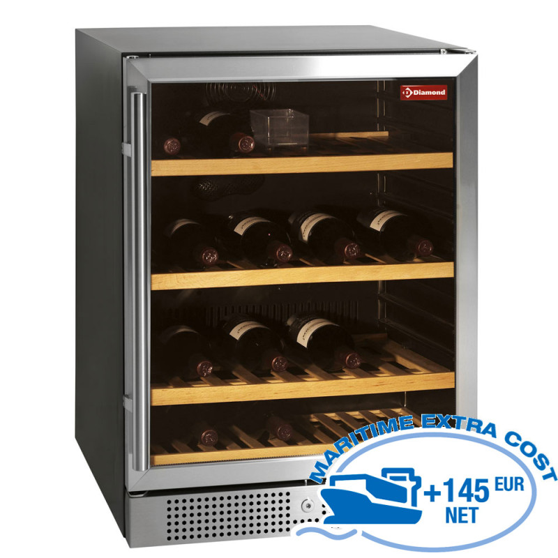Vitrine cave à vins, ventilée, porte en acier inox, 160 Lt., BLACK Vitrine cave à vins, ventilée, porte en acier inox, 160 Lt., BLACK