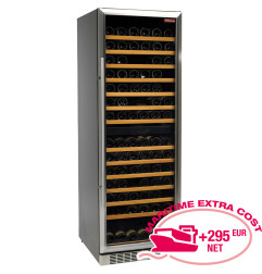 Vitrine cave a vins, ventilée, 375 Lt., porte en acier inox, 2 T°, BLACK