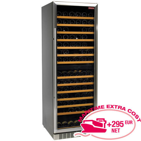 Vitrine cave a vins, ventilée, 375 Lt., porte en acier inox, 2 T°, BLACK