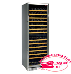 Vitrine cave a vins, ventilée, 375 Lt., porte en acier inox, 2 T°, BLACK