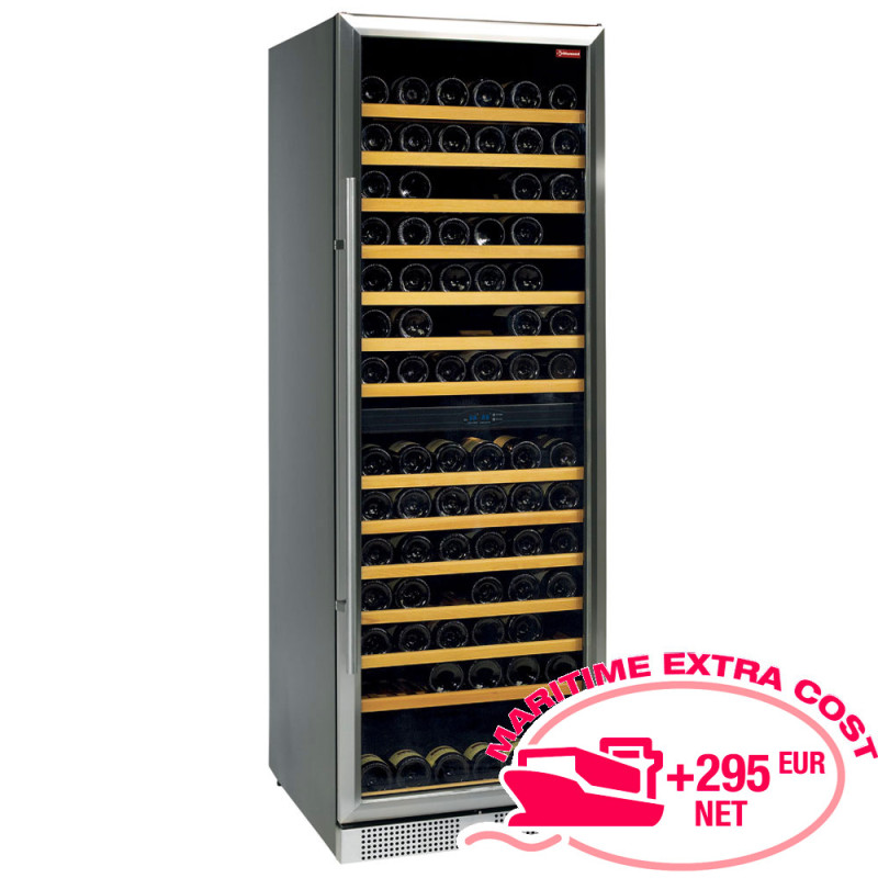 Vitrine cave a vins, ventilée, 375 Lt., porte en acier inox, 2 T°, BLACK