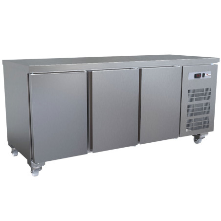 Table frigorifique, ventilé, 3 portes GN 1/1 (405 Lit.), sur roues