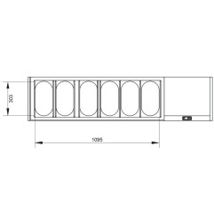 Structure réfrigérée GN 6x1/3, avec vitre droite