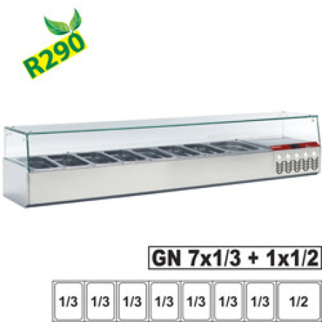 Structure réfrigérée GN 7x 1/3, 1x 1/2, avec vitre droite