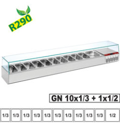 Structure réfrigérée GN 10x 1/3, 1x 1/2, avec vitre droite