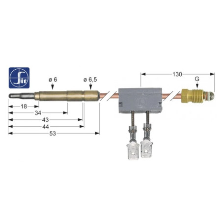 THERMOCOUPLE A COUPE-CIRCUIT M9x1 60 cm avec cosses