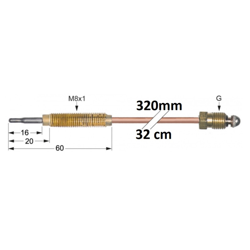 THERMOCOUPLE GASCO M8x1 320mm G1041113