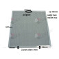 Filtre pour hotte tricot inox 447xH447x18mm, 2 pions à 90mm du bord, poignée centrée en haut