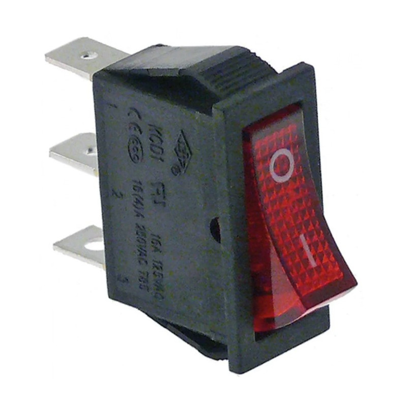 INTERRUPTEUR ON OFF UNIPOLAIRE ROUGE 16A 250V