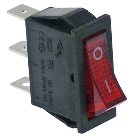 INTERRUPTEUR ON OFF UNIPOLAIRE ROUGE 16A 250V